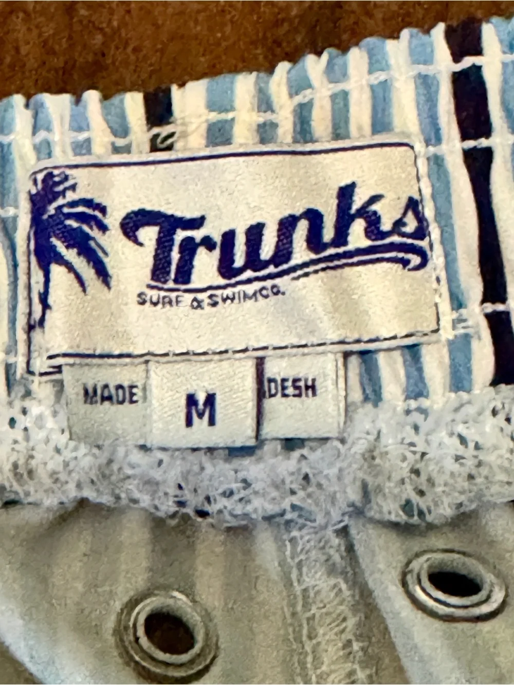 Trunks Surf & Swim Co. Light Blue & White Stripe Swim Trunks